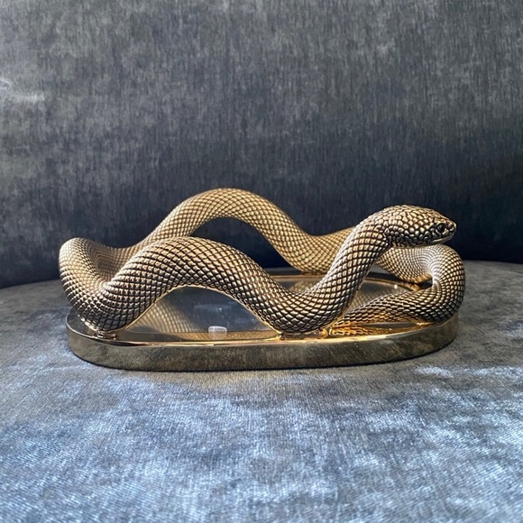 🐍 Bath & Body Works Gold Mirror Snake Body Care Vanity Decor Tray BRAND NEW 🐍 - Picture 2 of 12